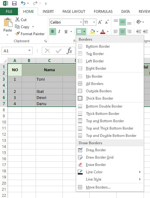 Cara membuat tabel Excel sederhana