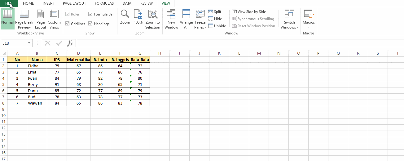 cara memindahkan kolom pada Microsoft Excel 2013