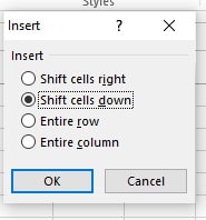 Cara menambah kolom di Excel dengan keyboard