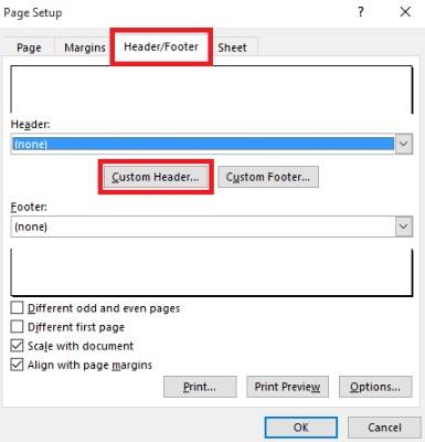 Seting page setup - Cara membuat background di Excel