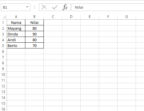 Menambah kolom di Excel