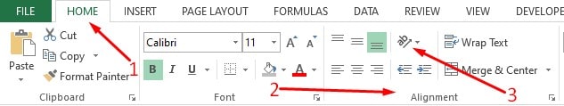 Cara memiringkan tulisan di Excel