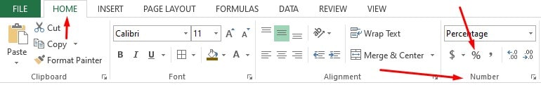 Rumus persentase Excel