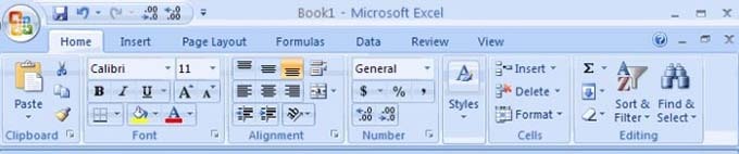 Fungsi Menu bar microsoft Excel 2007