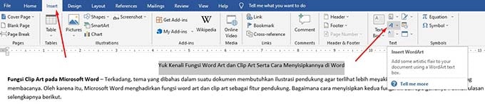 fungsi word art pada Microsoft Office 2007